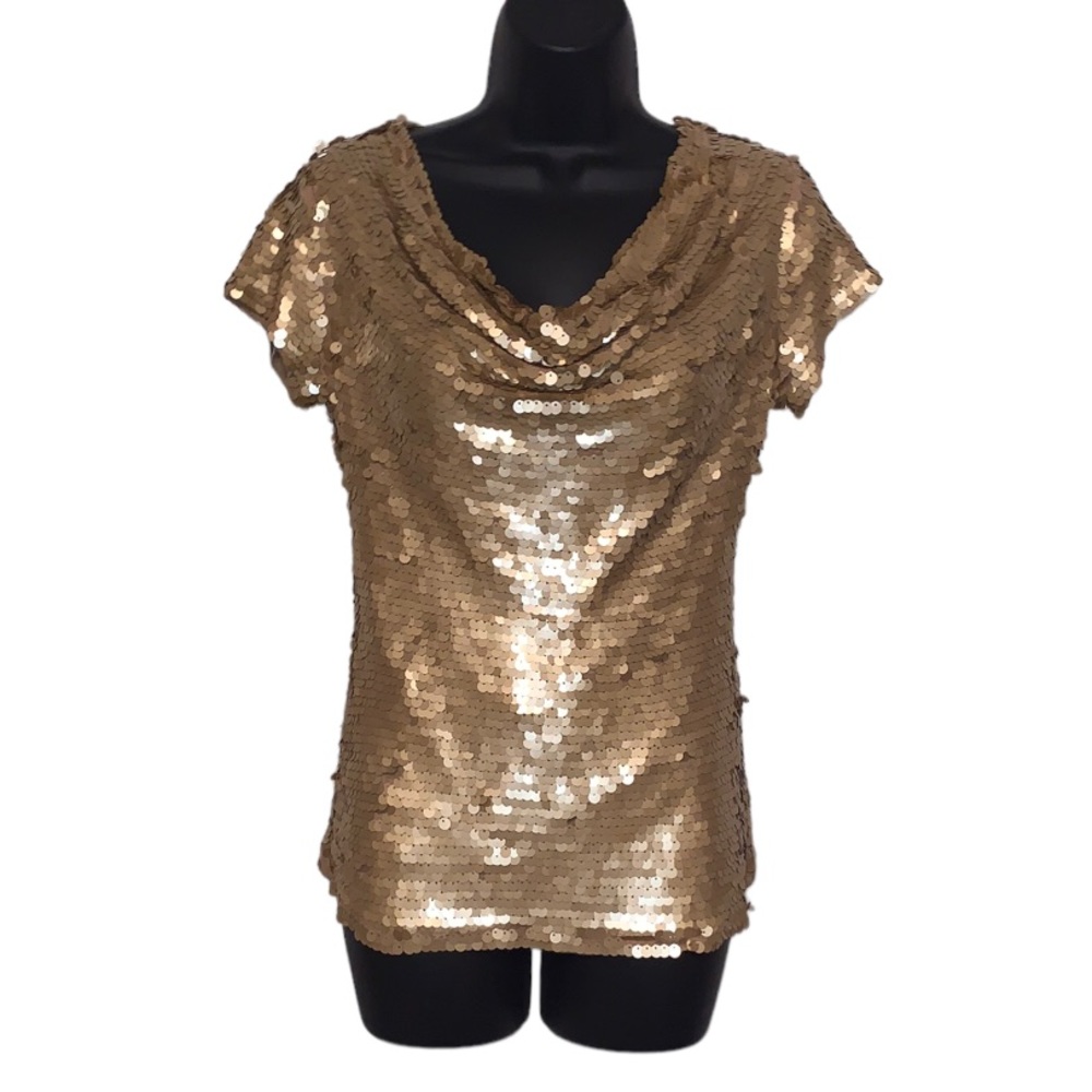 INC Gold Sequin Scoopneck